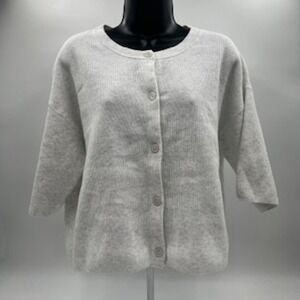 Wild Fable Womens Ribbed Button Front Cardigan Heathered Gray Size L New